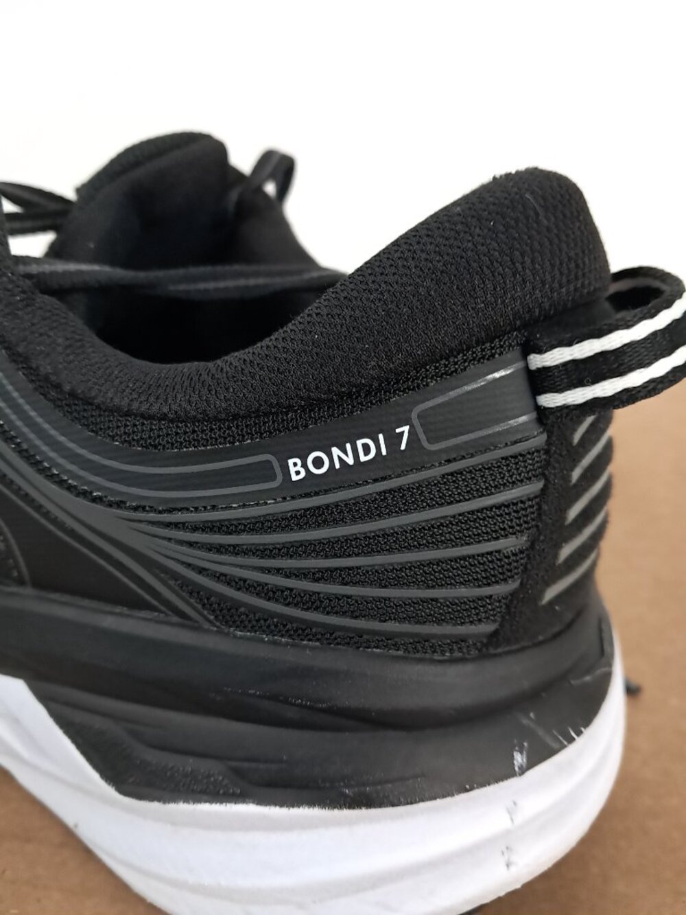 Hoka One One Bondi 7 Shoes Women Size 8 Black Sneakers Athletic 1110519 BWHT - Picture 15 of 16